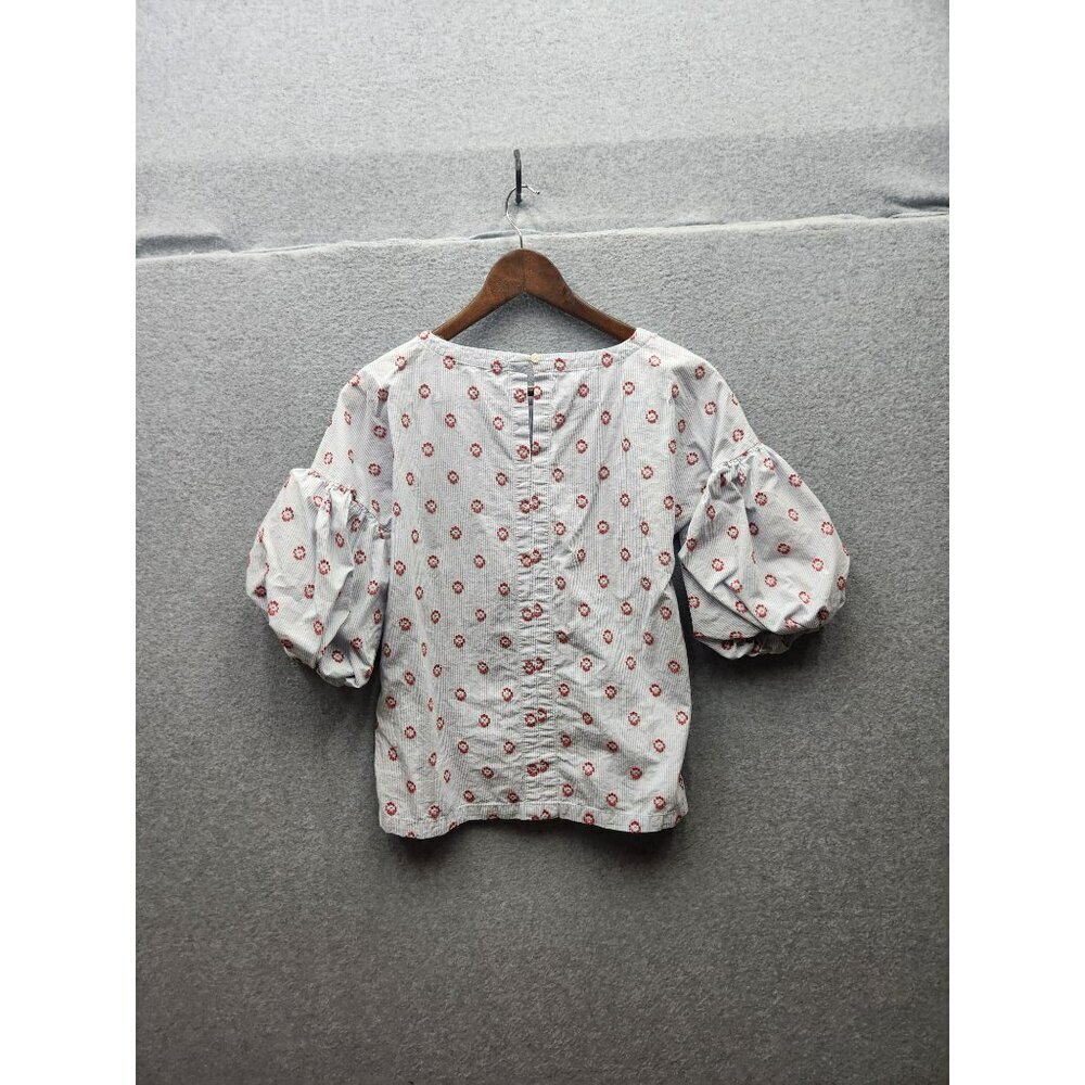 Loft XS Floral Puff Sleeve Cotton Top - Picture 5 of 5